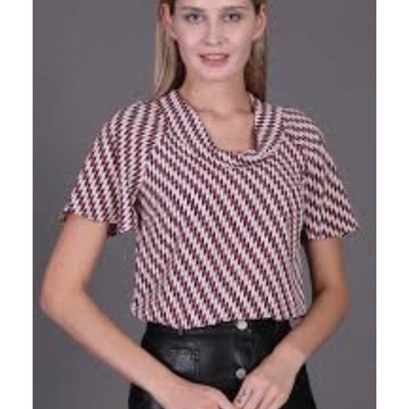 🆕 Meinsang patterned short sleeve plus size collared blouse red … - Picture 4 of 10